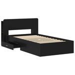 vidaXL Cadre de lit avec rangement Noir 75 x 190 cm Bois d'ingénierie