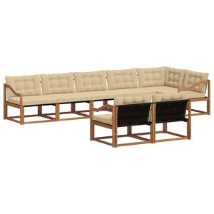 vidaXL Ensemble de canapés d'extérieur 8 pc Naturel et Beige