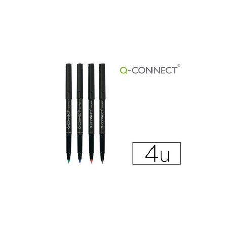 Stylo-feutre permanent pointe fine cd/dvd plastique couleur noir pochette 4 unités Q-CONNECT