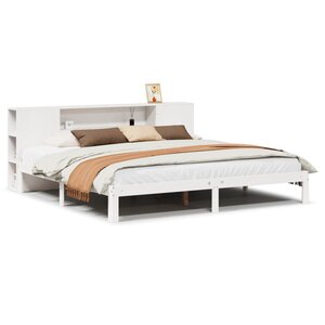 vidaXL Lit bibliothèque sans matelas blanc 180x200 cm bois pin massif