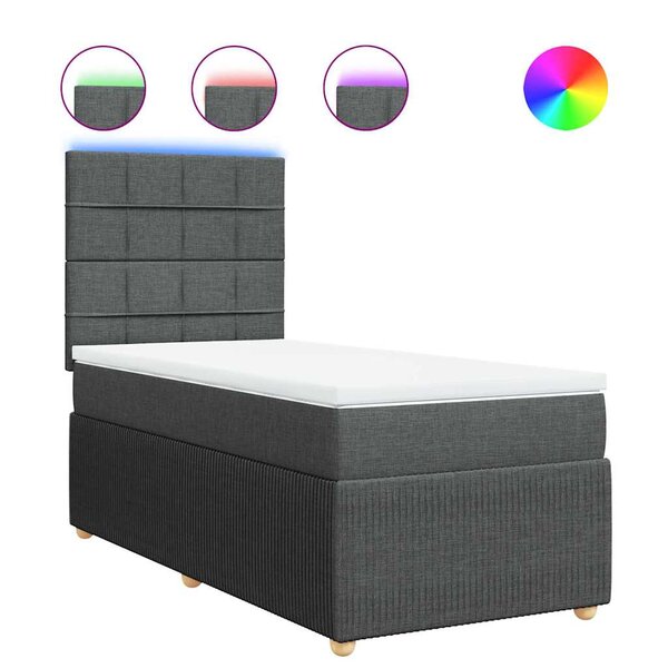 vidaXL Sommier à lattes de lit avec matelas Gris foncé 80x200 cm Tissu