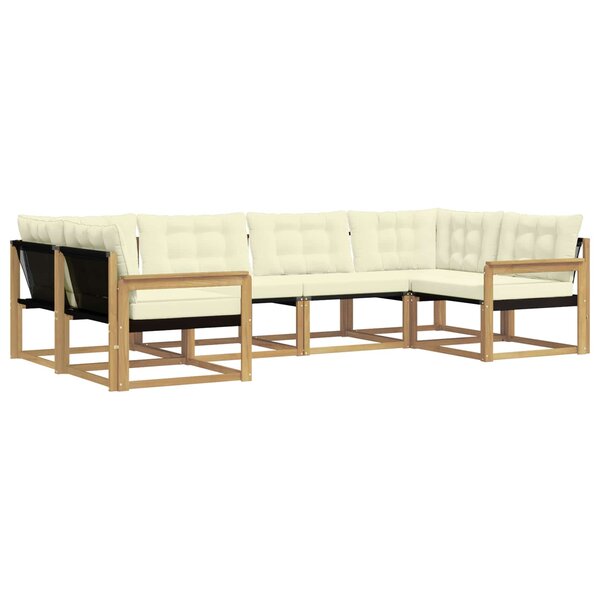 vidaXL Ensemble de canapés d'extérieur 6 Pièces Blanc et crème