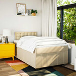 vidaXL Sommier à lattes de lit avec matelas crème 120x190 cm tissu