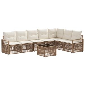 vidaXL Ensemble de canapé de jardin 8 Pièces Beige polyrotin