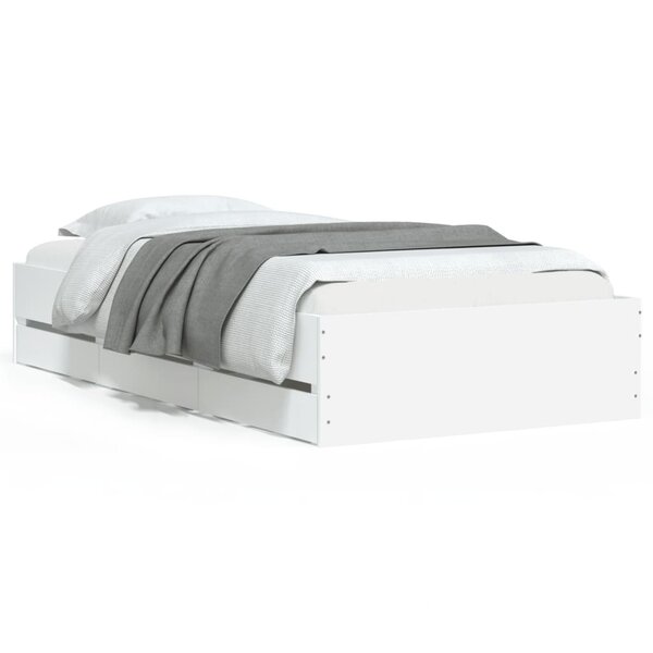 vidaXL Cadre de lit avec tiroirs sans matelas blanc 100x200 cm