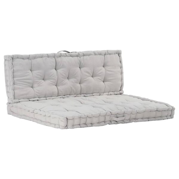 vidaXL Coussins de plancher de palette lot de 2 Coton Gris