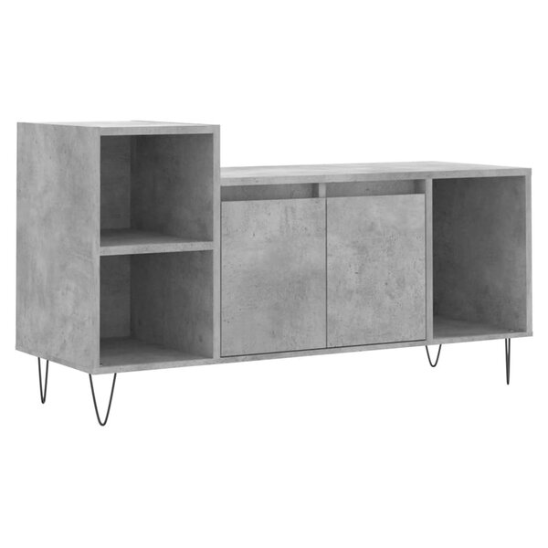 vidaXL Meuble TV Gris béton 100x35x55 cm Bois d'ingénierie