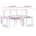 vidaXL Ensemble de banc de jardin avec coussins 3 Pièces noir