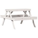 vidaXL Table de pique-nique blanc 105x134x75 cm bois massif de pin