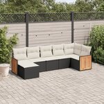 vidaXL Salon de jardin 7 Pièces avec coussins noir résine tressée