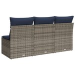 vidaXL Canapé de jardin avec coussins 3 places gris résine tressée