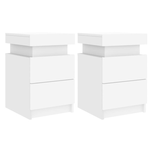 vidaXL Tables de chevet avec lumières LED 2 Pièces blanc 35x39x55 cm