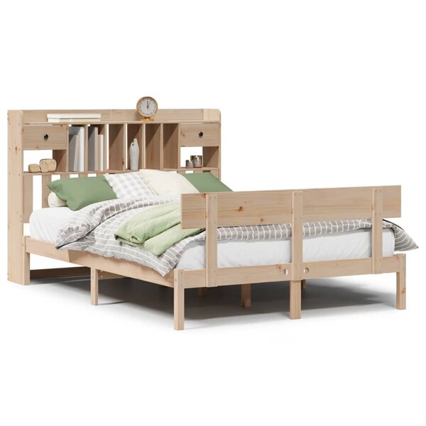 vidaXL Lit bibliothèque sans matelas 140x190 cm bois de pin massif
