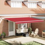 vidaXL Auvent Rétractable Rouge 450 × 350 cm Tissu et Métal