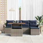 vidaXL Ensemble de canapé de jardin 6 Pièces gris et bleu marine