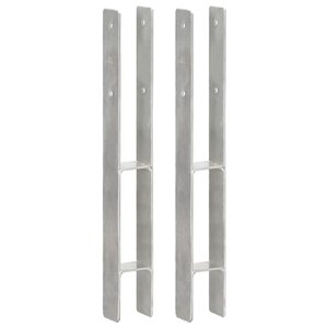 vidaXL Piquets de clôture 2 Pièces Argenté 7x6x60 cm Acier galvanisé