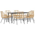 vidaXL Ensemble à manger jardin 7Pièces marron rpoly otin verre