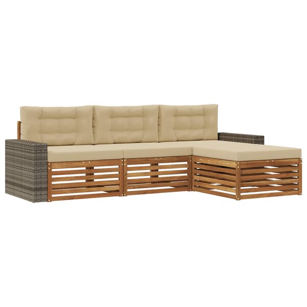 vidaXL Ensemble de canapés d'extérieur 4 Pièces Naturel et Beige