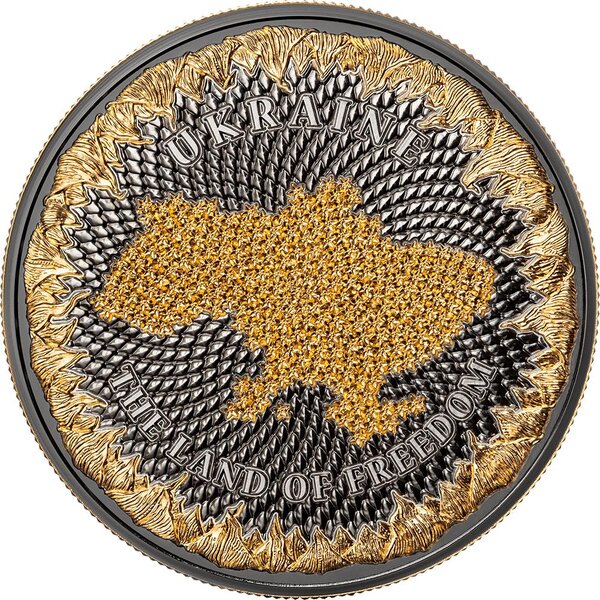 Pièce de monnaie en Argent 1000 Satoshi g 31.1 (1 oz) Millésime 2024 United Crypto States UKRAINE LAND OF FREEDOM