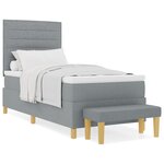 vidaXL Lit avec sommier et banc gris clair 100x200 cm tissu