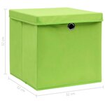 vidaXL Boîtes de rangement avec couvercles 4 Pièces Vert 32x32x32cm Tissu