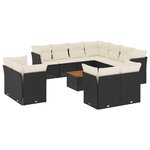 vidaXL Salon de jardin 12 Pièces avec coussins noir résine tressée