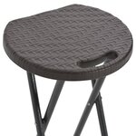 vidaXL Tabouret de bar pliable 2 Pièces PEHD et acier Marron Aspect rotin