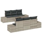 vidaXL Ensemble de canapé de jardin 7 Pièces Gris clair Poly rotin