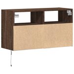 vidaXL Meuble TV mural avec lumières LED chêne marron 80x31x45 cm
