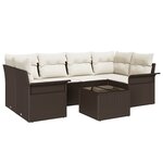 vidaXL Ensemble de canapé de jardin 7 Pièces Marron Poly rotin