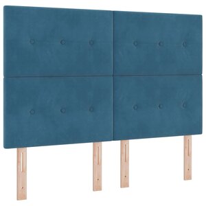 vidaXL Lit à ressort LED avec matelas Bleu foncé 140 x 190 cm tissu