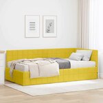 vidaXL Cadre de lit d'angle avec matelas 2 Pièces Jaune Velours