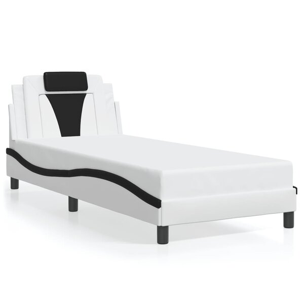 vidaXL Cadre de lit sans matelas blanc et noir 90x200 cm similicuir