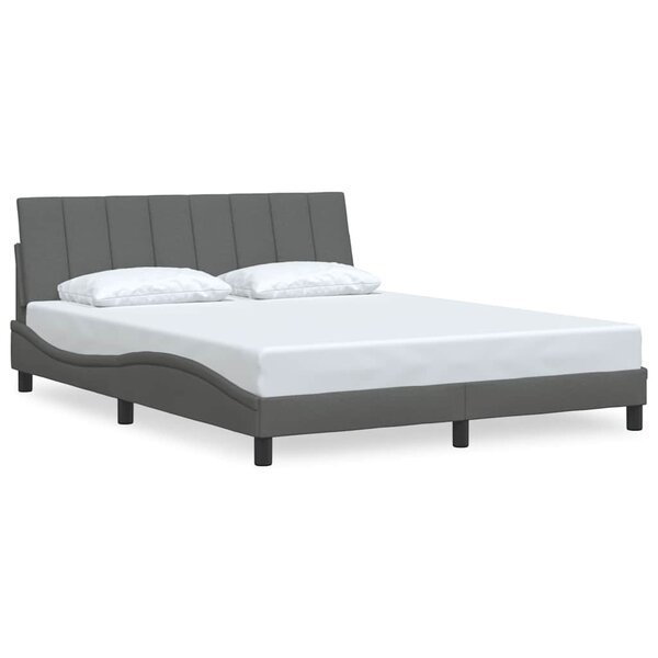 vidaXL Cadre de lit sans matelas Hanko gris foncé 160x200 cm tissu