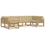 vidaXL Ensemble de canapés d'extérieur 6 Pièces Blanc et Beige