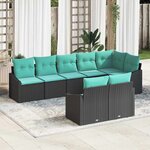 vidaXL Ensemble de Canapés avec coussin 8 Pièces Noir polyrotin