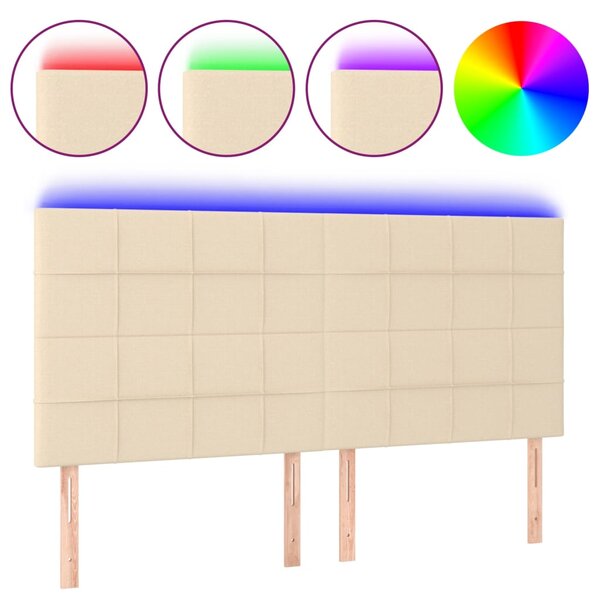 vidaXL Tête de lit à LED Crème 200x5x118/128 cm Tissu