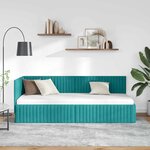 vidaXL Cadre de lit d'angle Turquoise 80 cm x 200 cm tissu