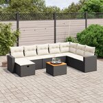 vidaXL Salon de jardin 9 Pièces avec coussins noir résine tressée