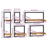 vidaXL Set d'étagères murales 5 Pièces Bois d'acacia massif et acier