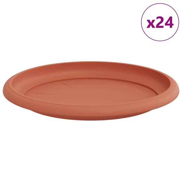 vidaXL Plateau à fleurs rond 24 Pièces Rouge brique Ø 14 x 2 cm Plastique