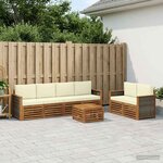 vidaXL Ensemble de canapés d'extérieur 7 Pièces Naturel et Crème