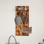 vidaXL Porte-manteau mural avec étagère Montage mural Chêne fumé 90 x 40 x 10 cm