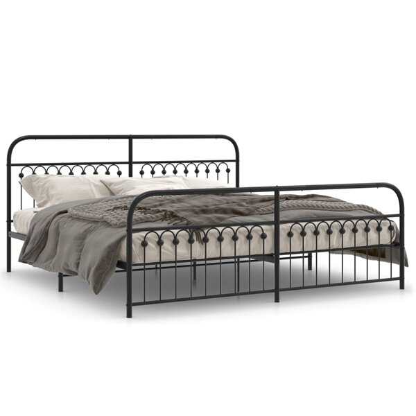 vidaXL Cadre de lit métal sans matelas avec pied de lit noir 200x200cm