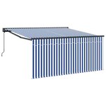 vidaXL Auvent Rétractable Bleu et anthracite 350 x 250 cm