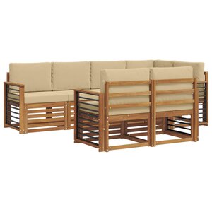 vidaXL Ensemble de canapés d'extérieur 7 pc Naturel et Beige Polyester