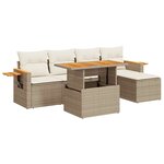 vidaXL Salon de jardin 6 Pièces avec coussins beige résine tressée acacia