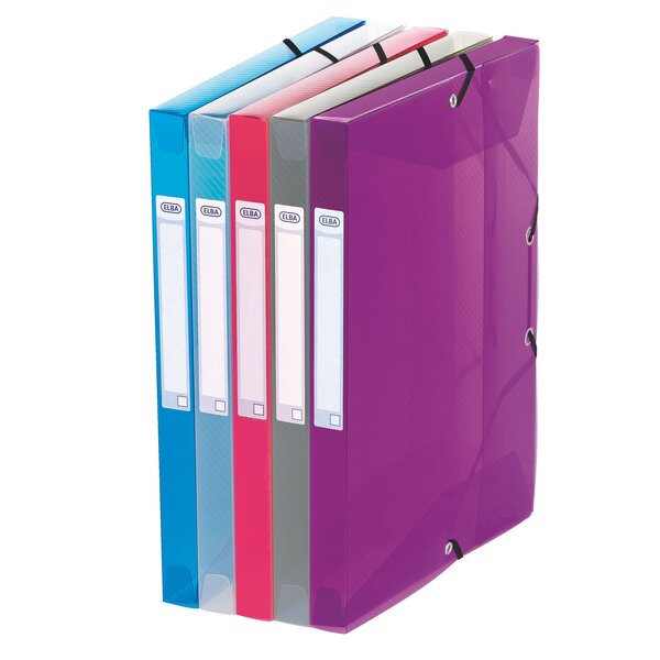 Chemise box plastique translucide oxford 24 x 32 cm dos 2 5 cm coloris assortis - lot de 12