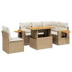 vidaXL Salon de jardin avec coussins 6 Pièces beige résine tressée