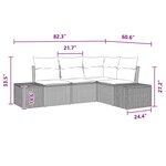 vidaXL Ensemble de canapé de jardin avec coussin 4 Pièces Marron et rouge